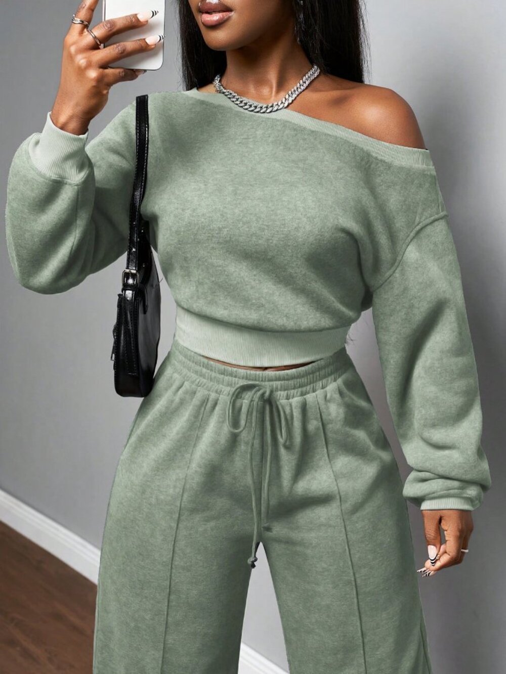Green Casual Women's Elegant Lounge 2-Piece Set - Picture 4 of 6